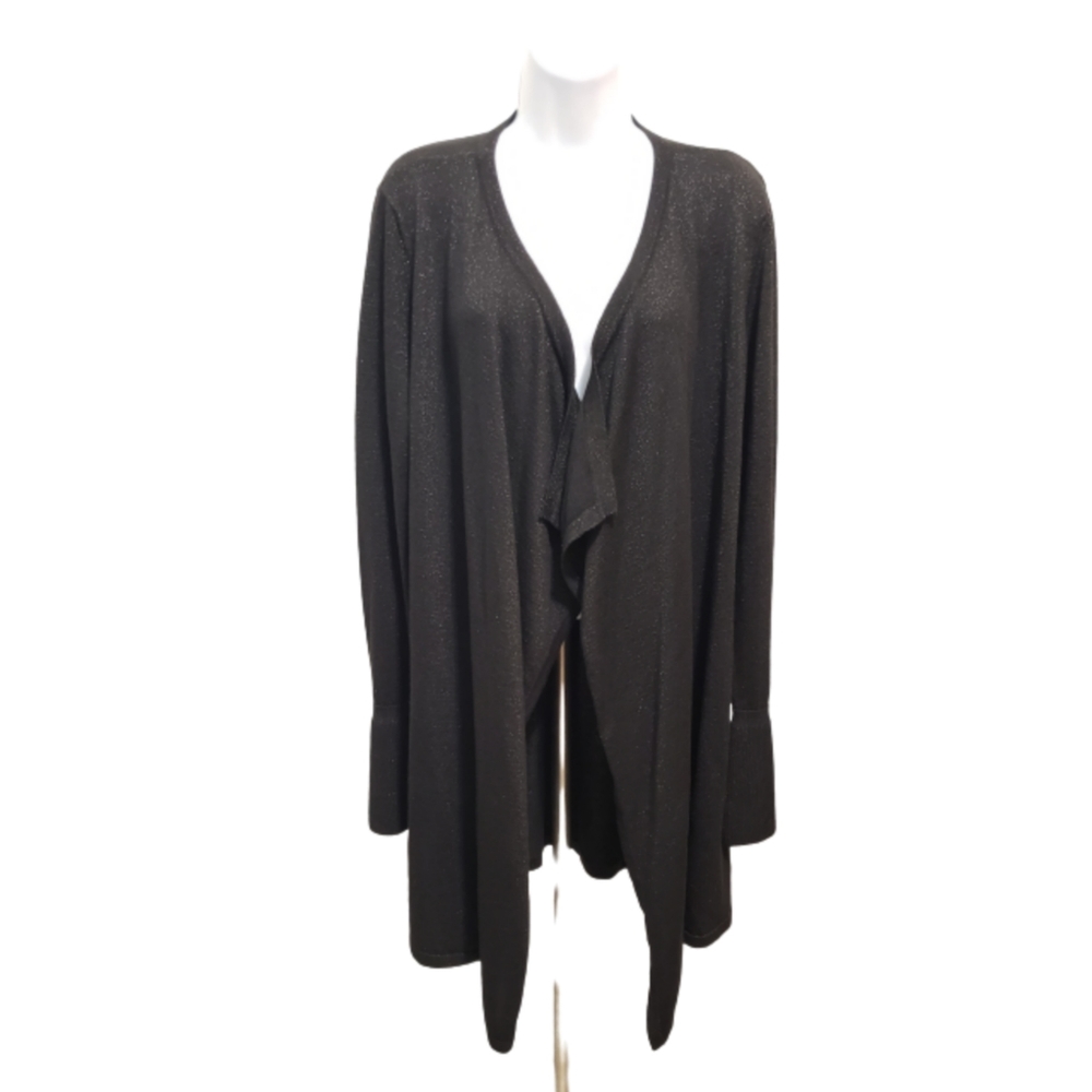 WHBM Long Open Front Black Cardigan Size L
